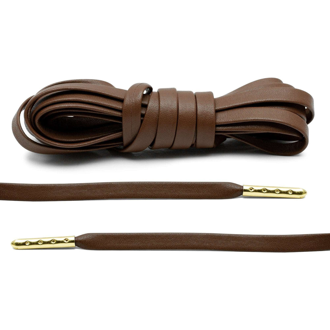 Brown Luxury Leather Laces - Gold Plated - Lace Lab