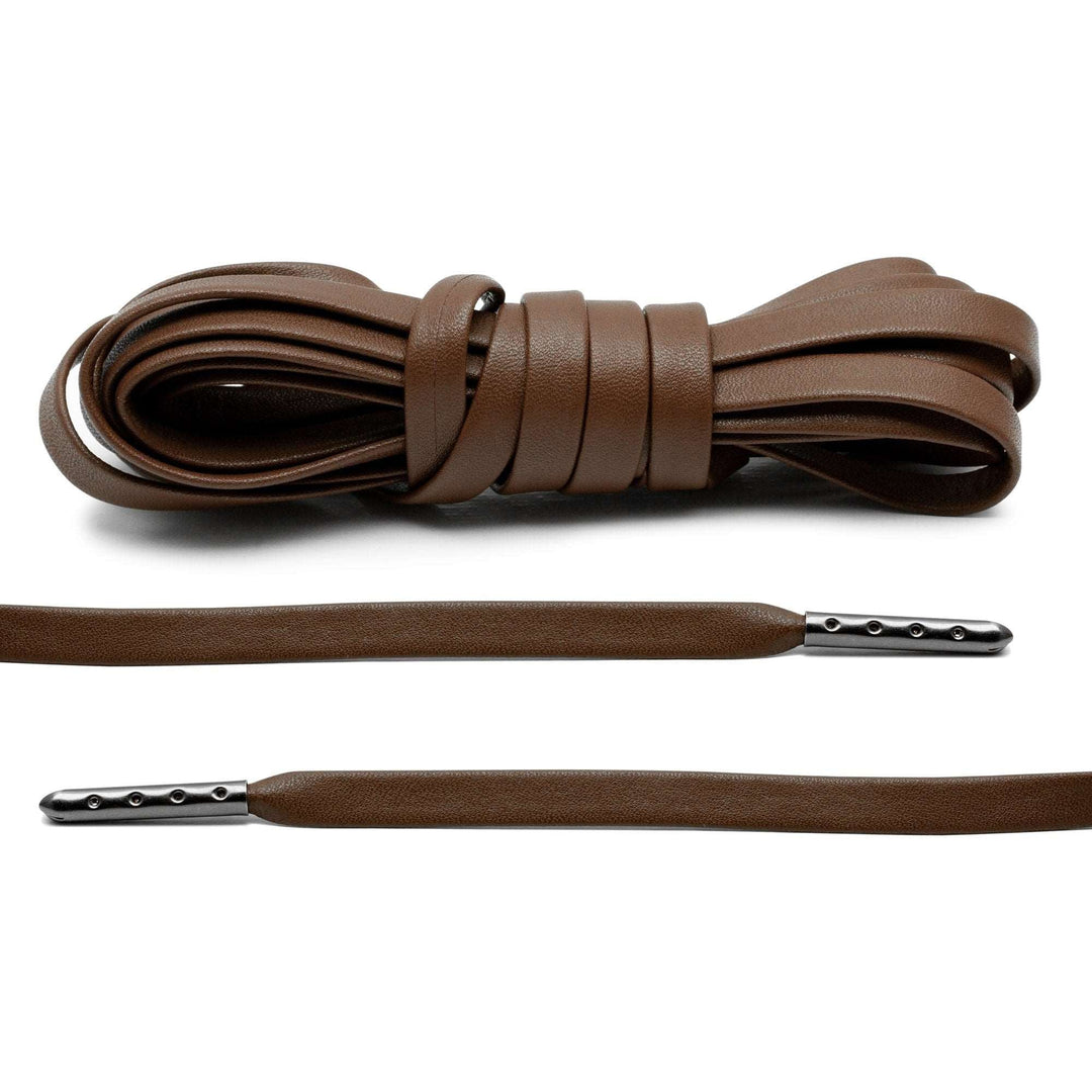 Brown Luxury Leather Laces - Gunmetal Plated - Lace Lab