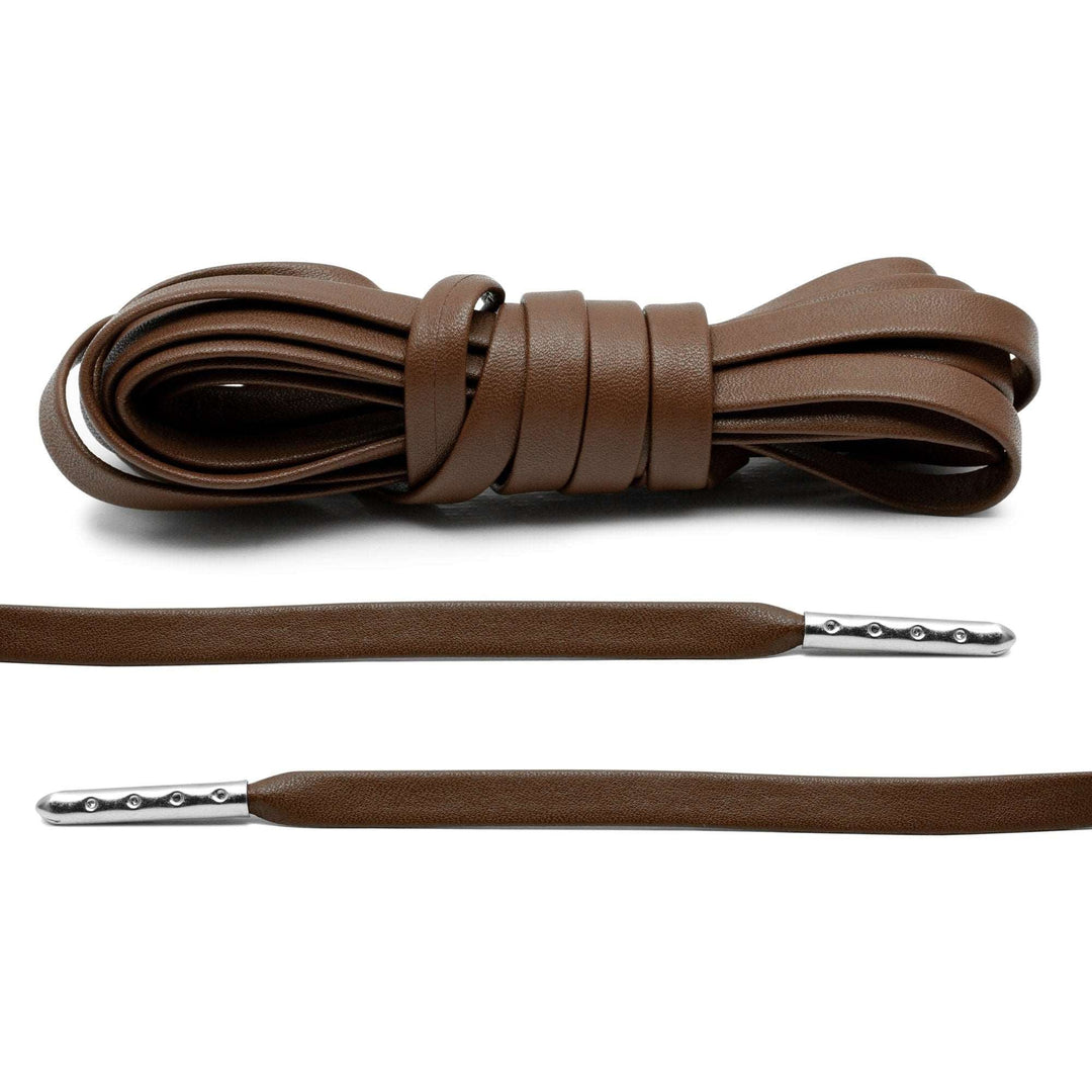 Brown Luxury Leather Laces - Silver Plated - Lace Lab