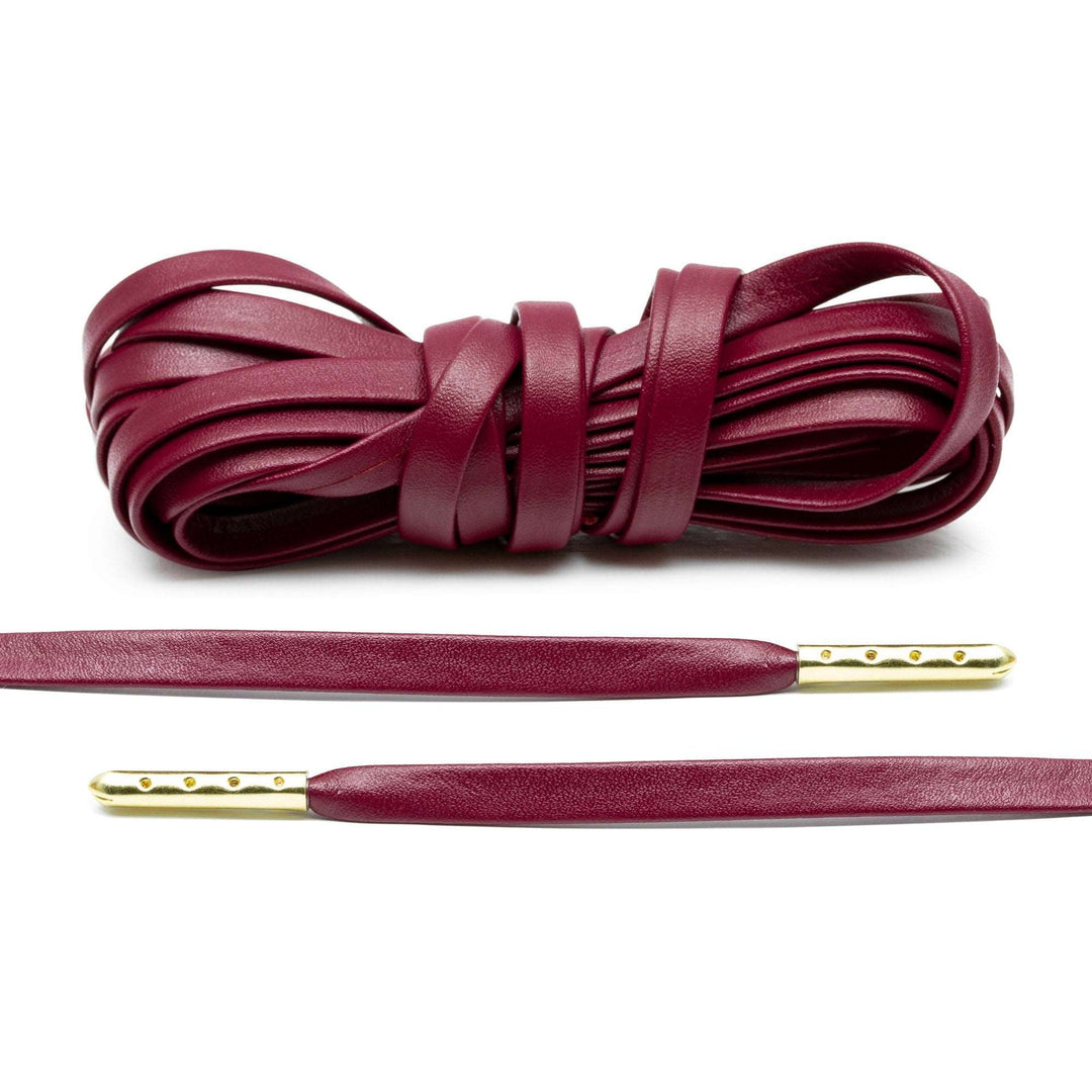 Burgundy Luxury Leather Laces - Gold Plated - Lace Lab
