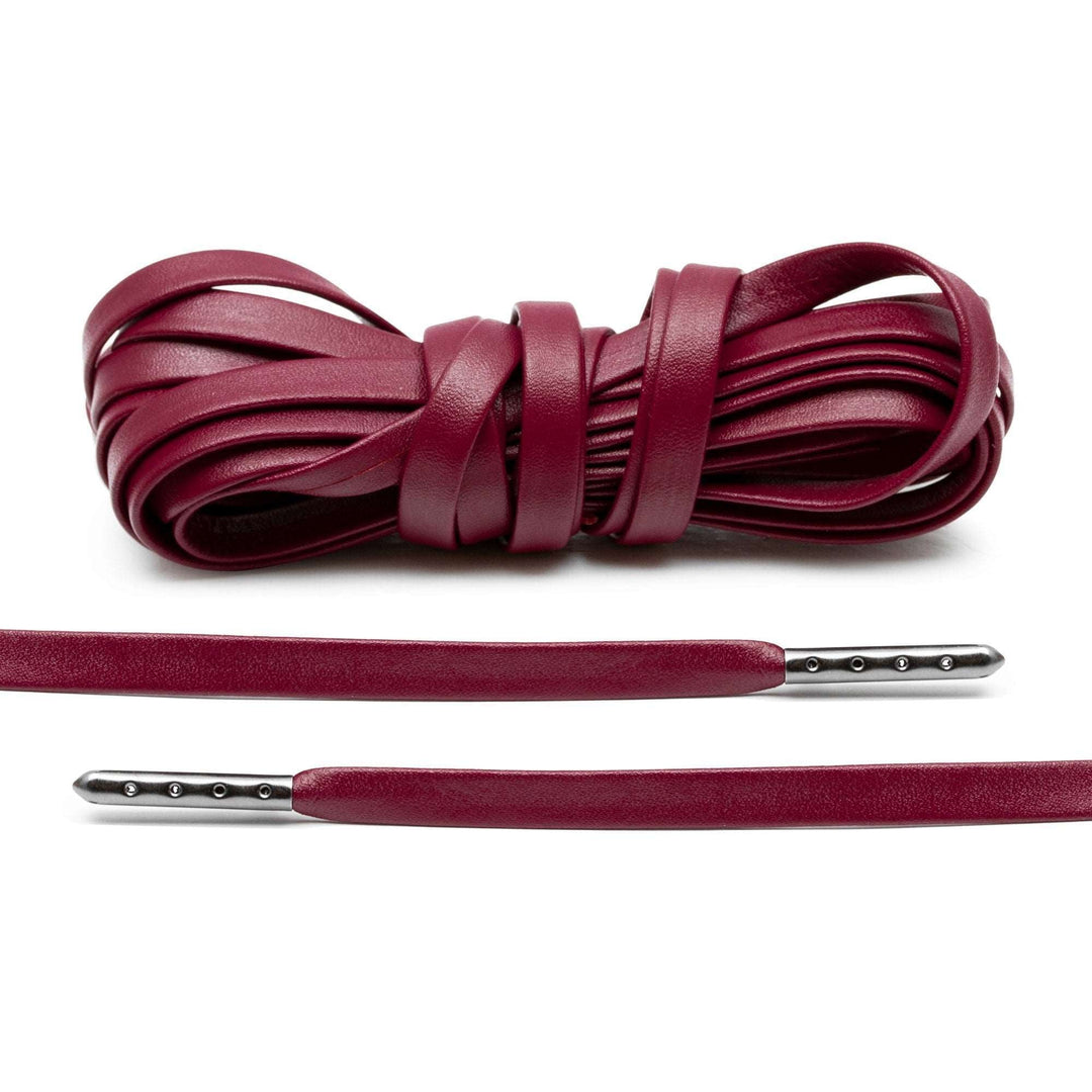 Burgundy Luxury Leather Laces - Gunmetal Plated - Lace Lab