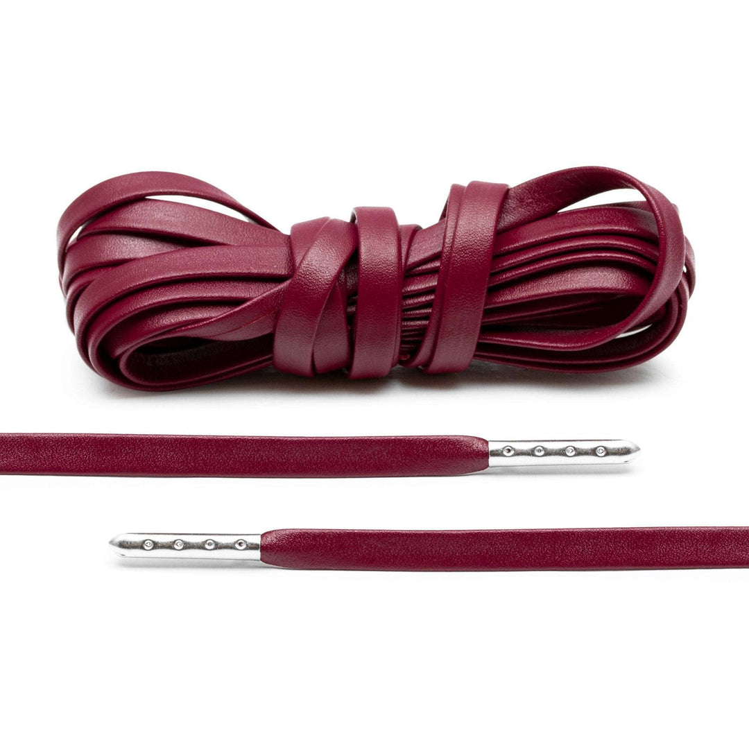 Burgundy Luxury Leather Laces - Silver Plated - Lace Lab