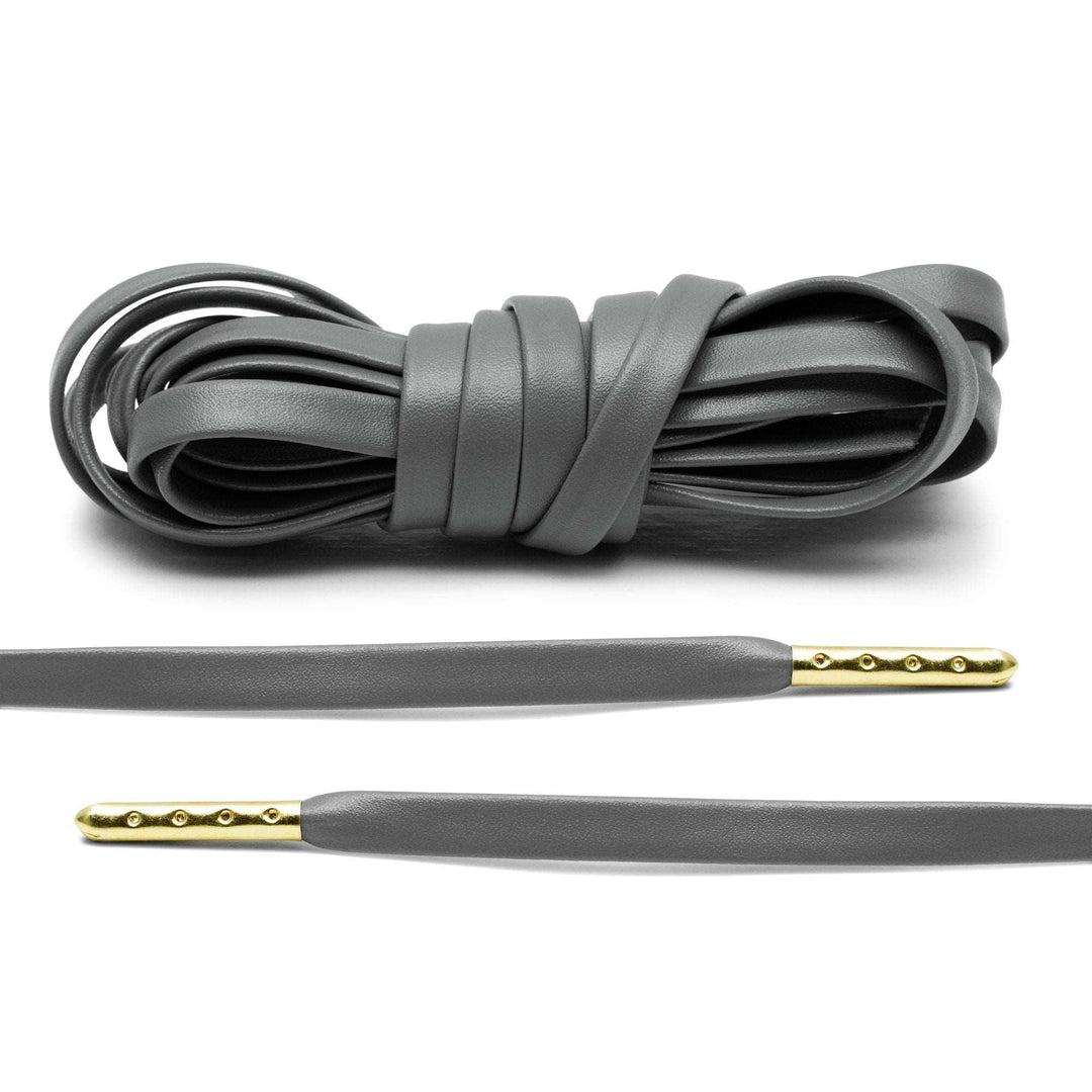 Grey Luxury Leather Laces - Gold Plated - Lace Lab