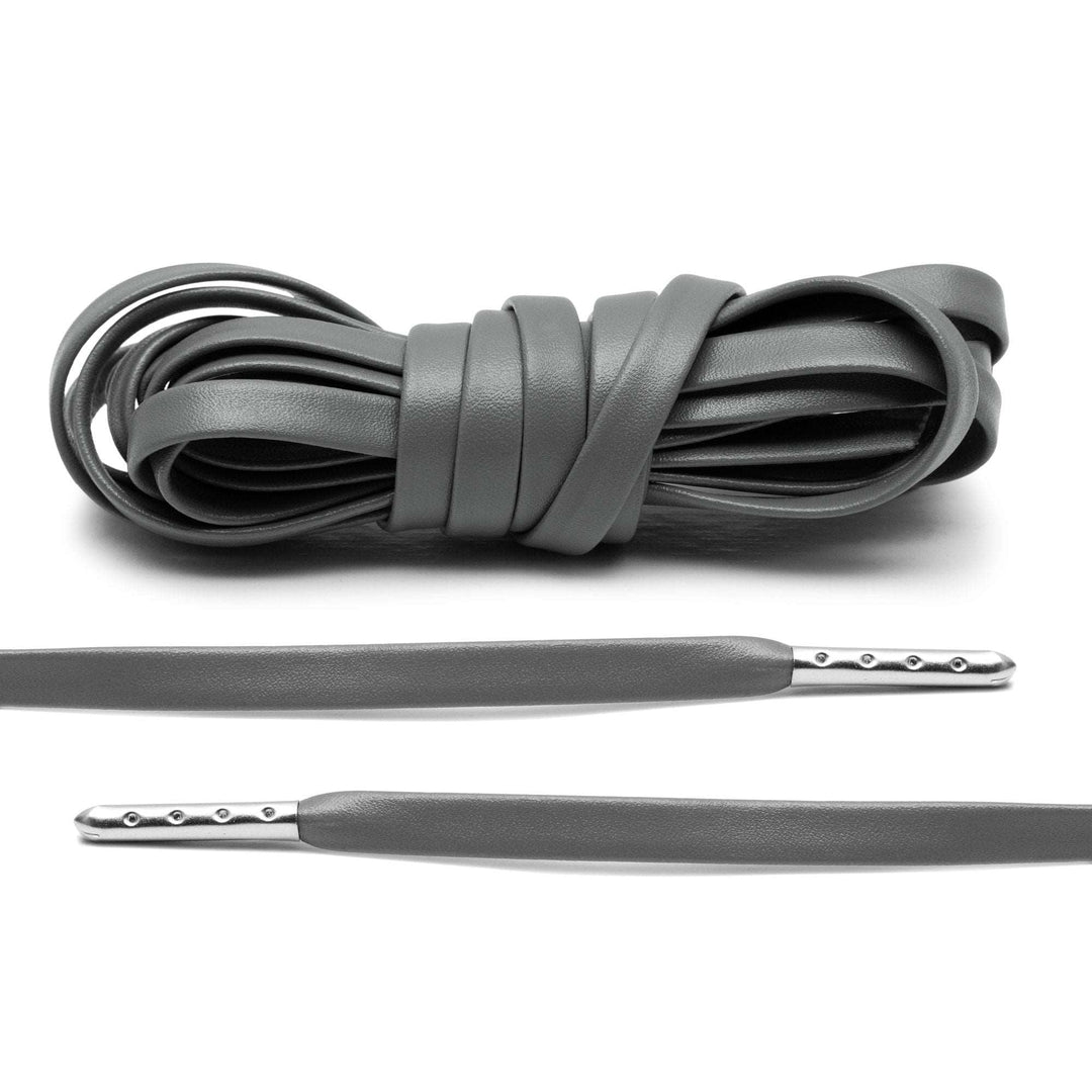 Grey Luxury Leather Laces - Silver Plated - Lace Lab