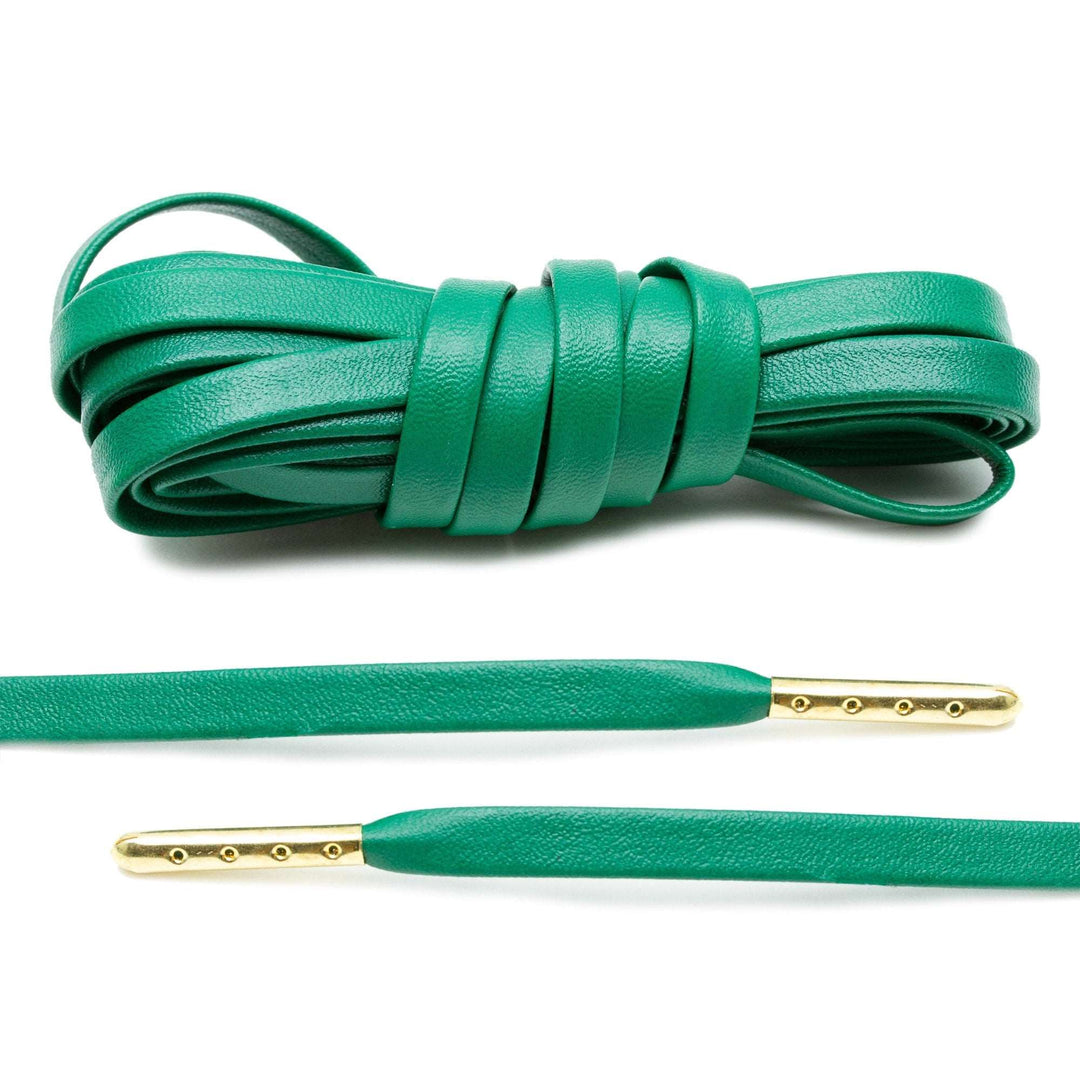 Kelly Green Luxury Leather Laces - Gold Plated - Lace Lab