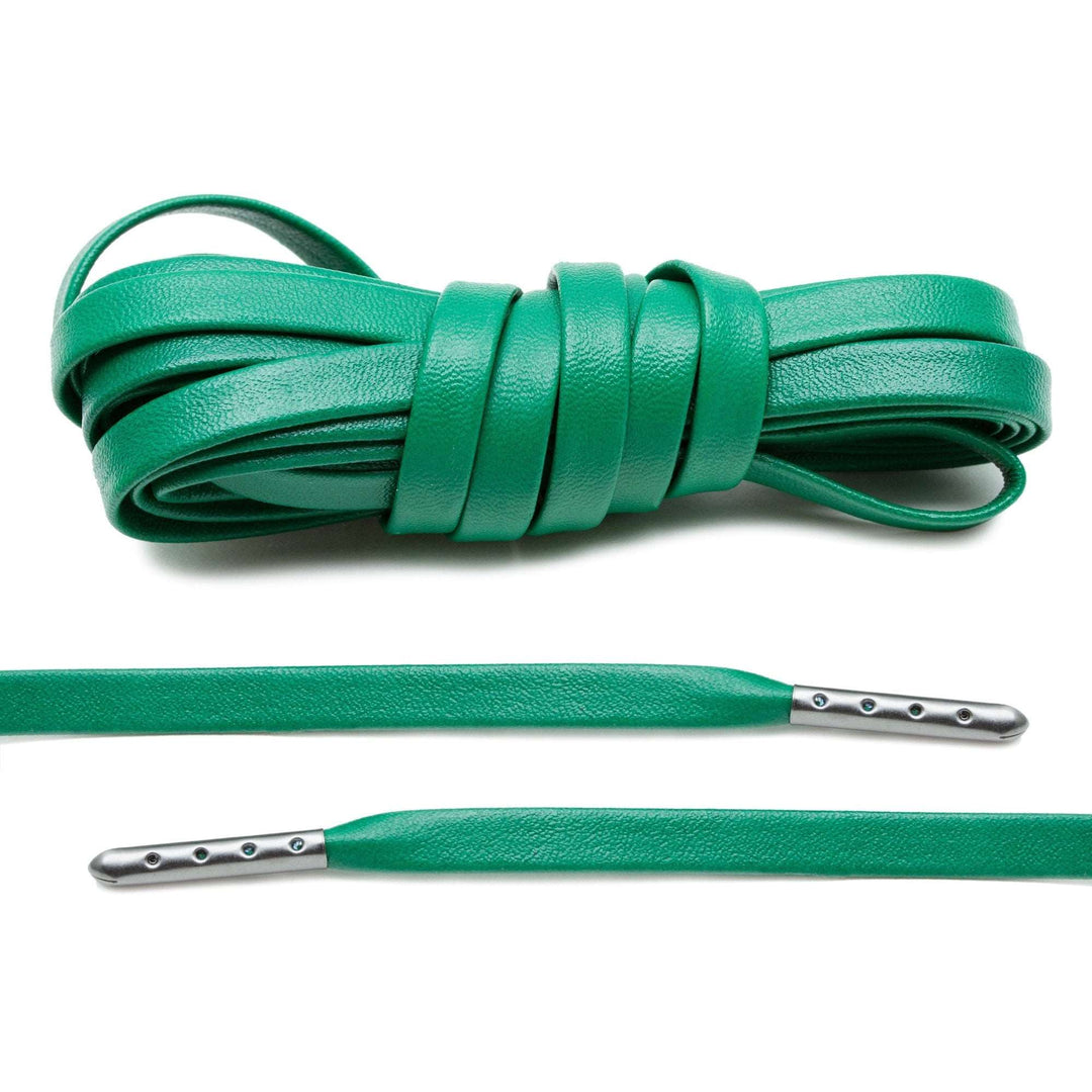 Kelly Green Luxury Leather Laces - Gunmetal Plated - Lace Lab