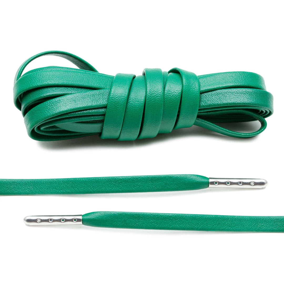 Kelly Green Luxury Leather Laces - Silver Plated - Lace Lab