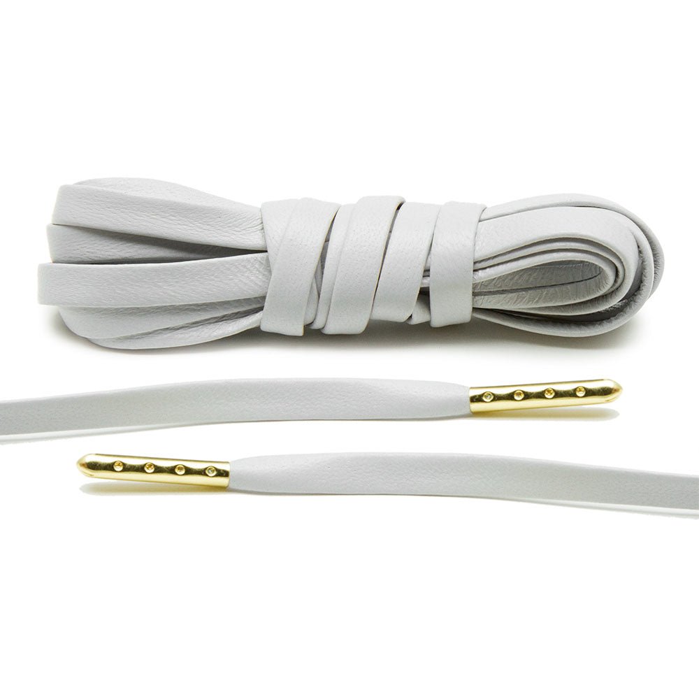 Light Grey Luxury Leather Laces - Gold Plated - Lace Lab