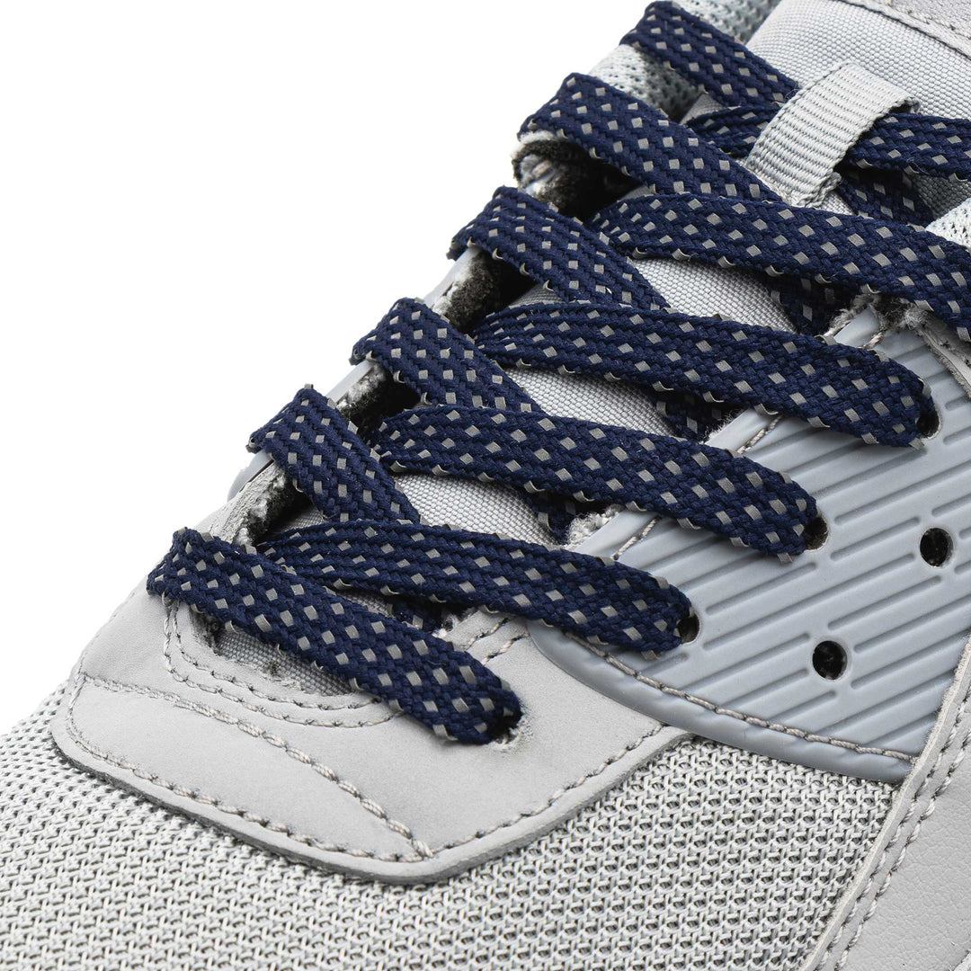 Navy Blue - Reflective Flat Laces 2.0 - Lace Lab