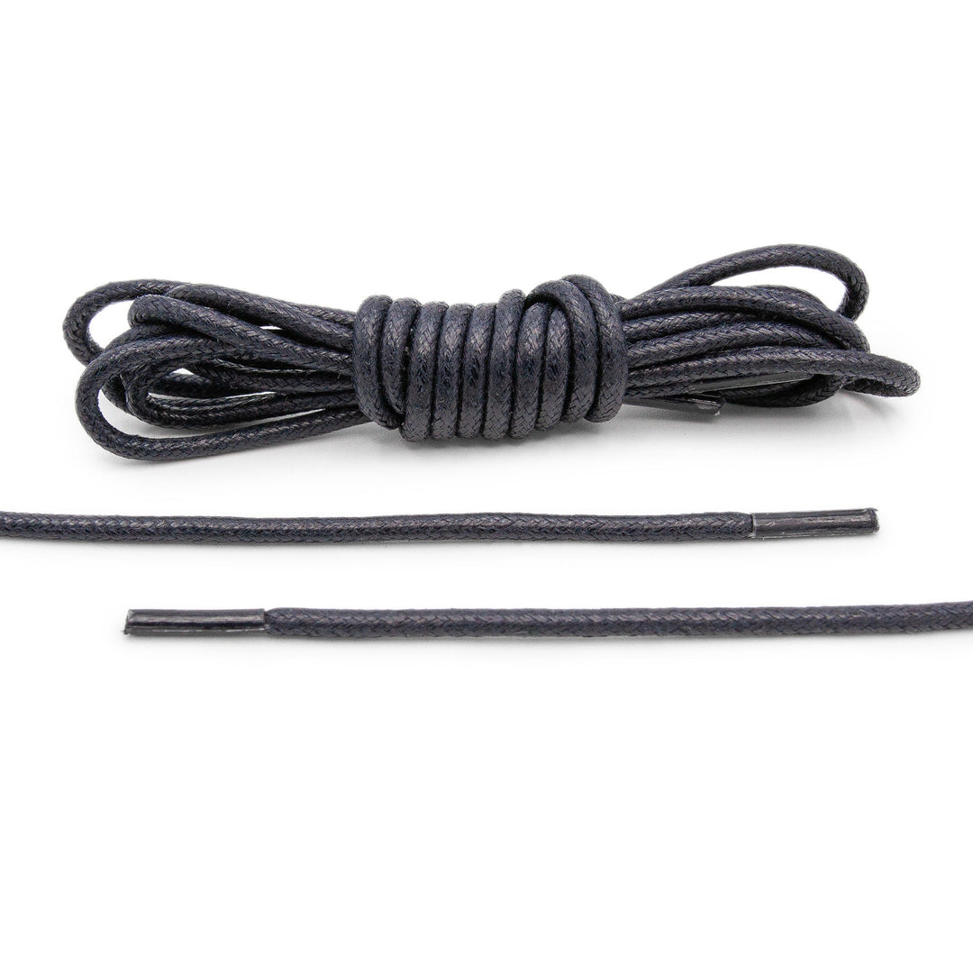 Navy Blue Waxed Dress Shoelaces - Lace Lab