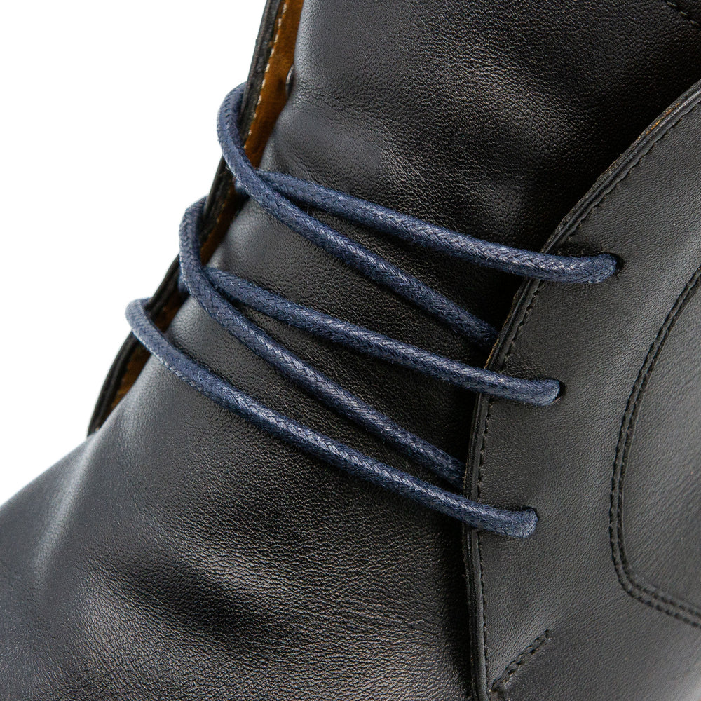 Navy Blue Waxed Dress Shoelaces - Lace Lab