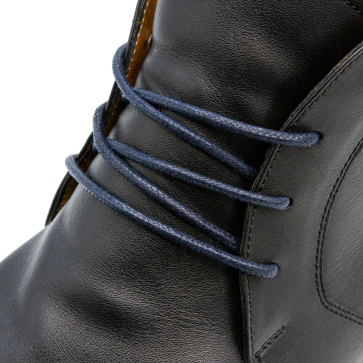 Navy Blue Waxed Dress Shoelaces - Lace Lab