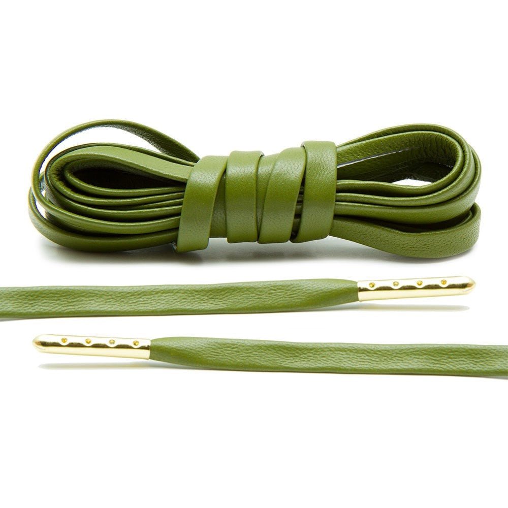 Olive Luxury Leather Laces - Gold Plated - Lace Lab