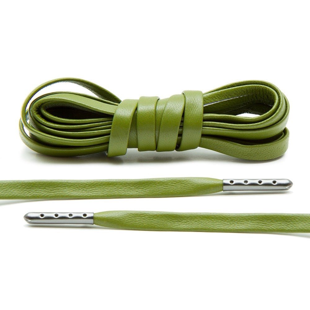 Olive Luxury Leather Laces - Gunmetal Plated - Lace Lab