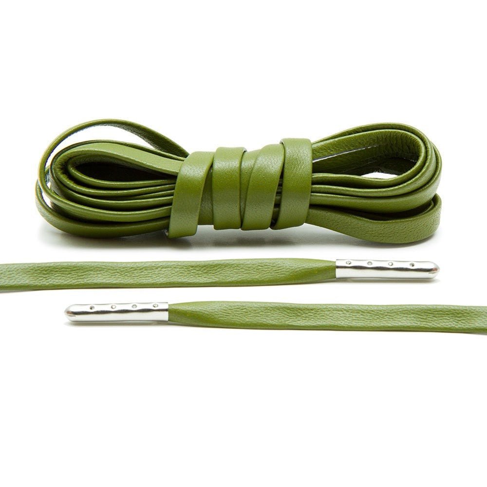 Olive Luxury Leather Laces - Silver Plated - Lace Lab