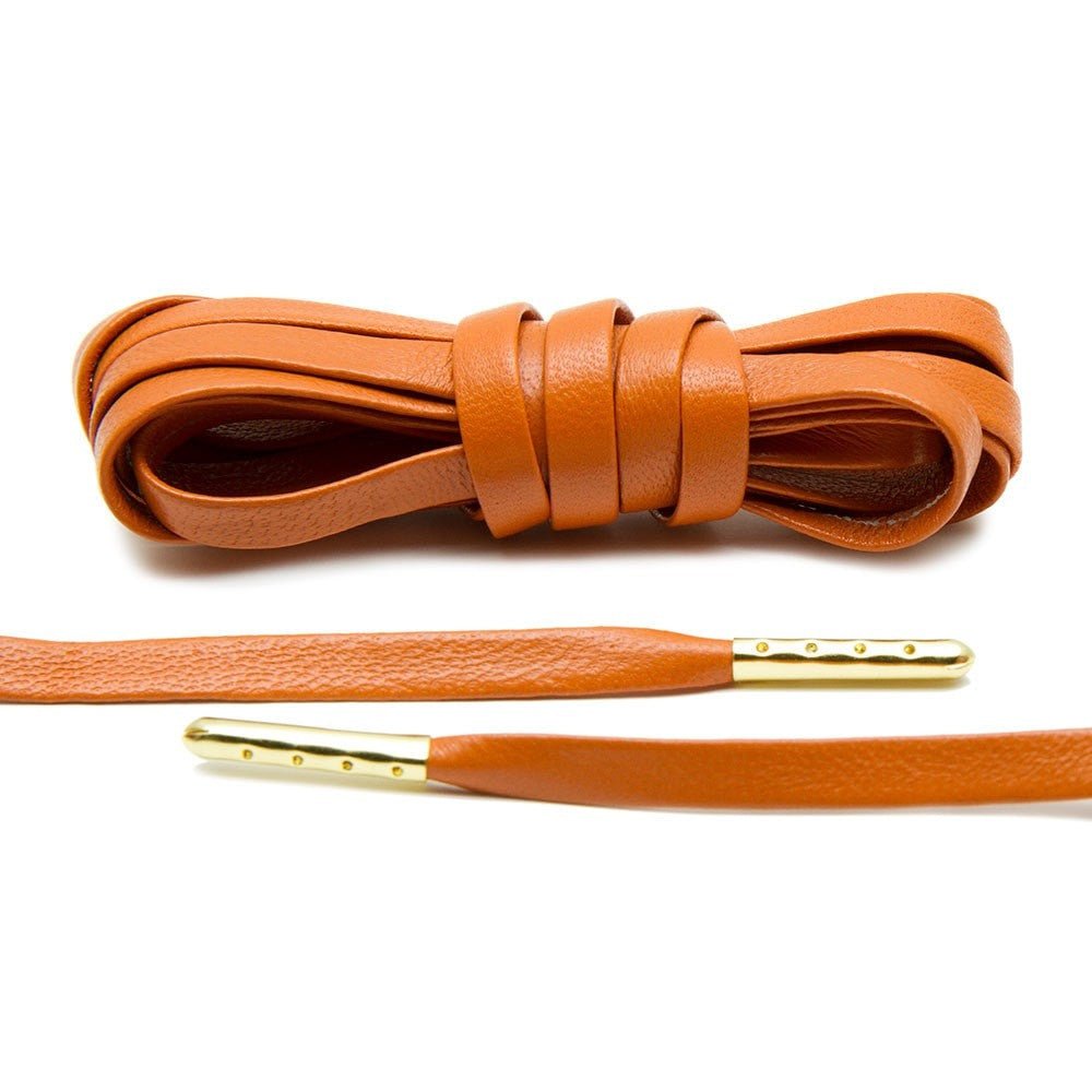 Orange Luxury Leather Laces - Gold Plated - Lace Lab