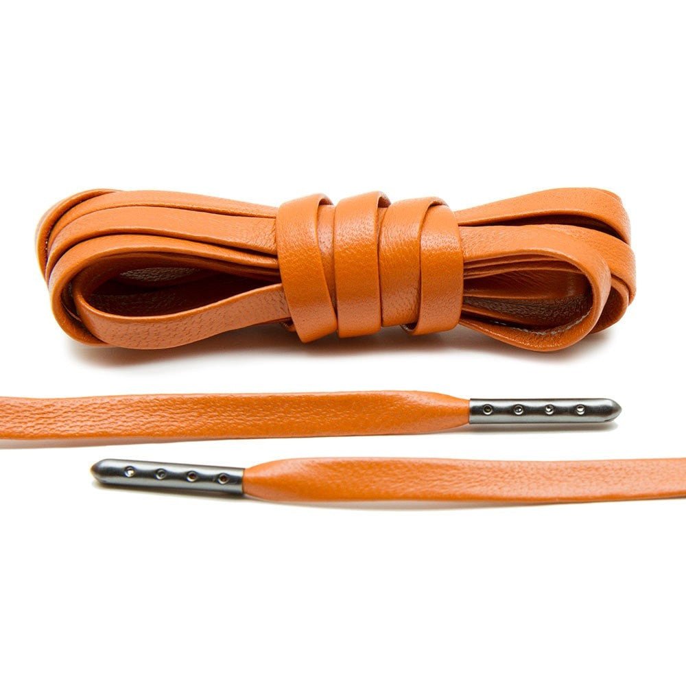 Orange Luxury Leather Laces - Gunmetal Plated - Lace Lab