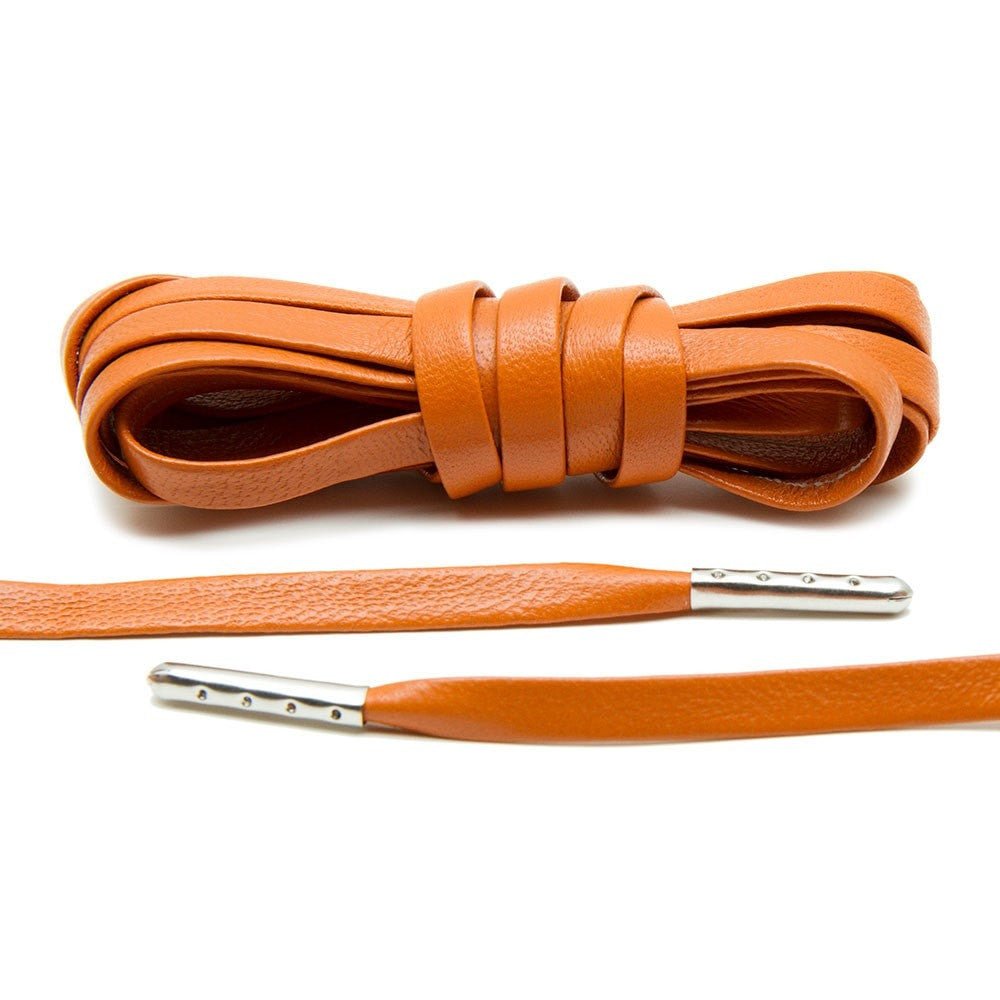 Orange Luxury Leather Laces - Silver Plated - Lace Lab