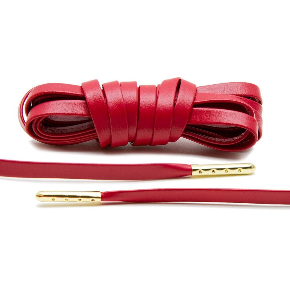 Red Luxury Leather Laces - Gold Plated - Lace Lab
