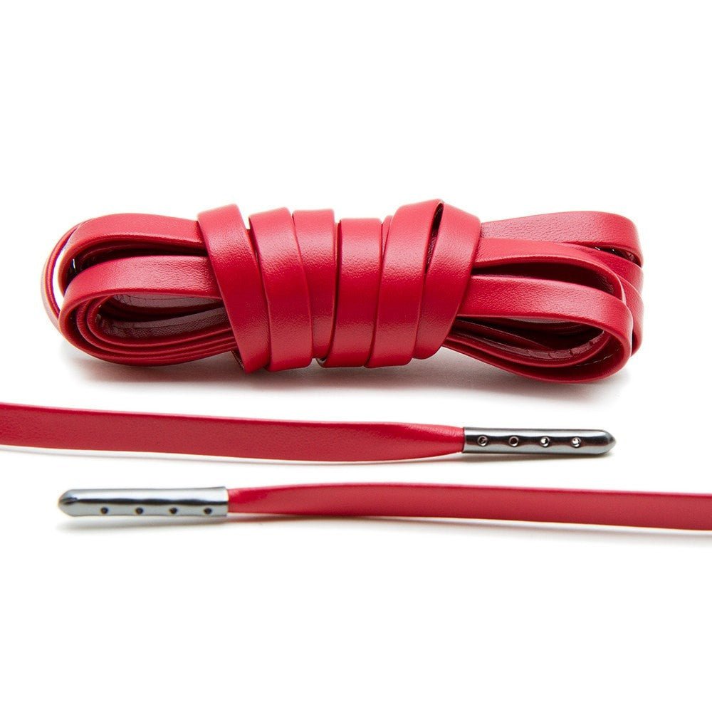 Red Luxury Leather Laces - Gunmetal Plated - Lace Lab