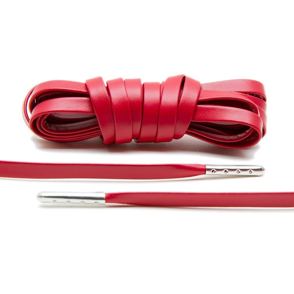 Red Luxury Leather Laces - Silver Plated - Lace Lab