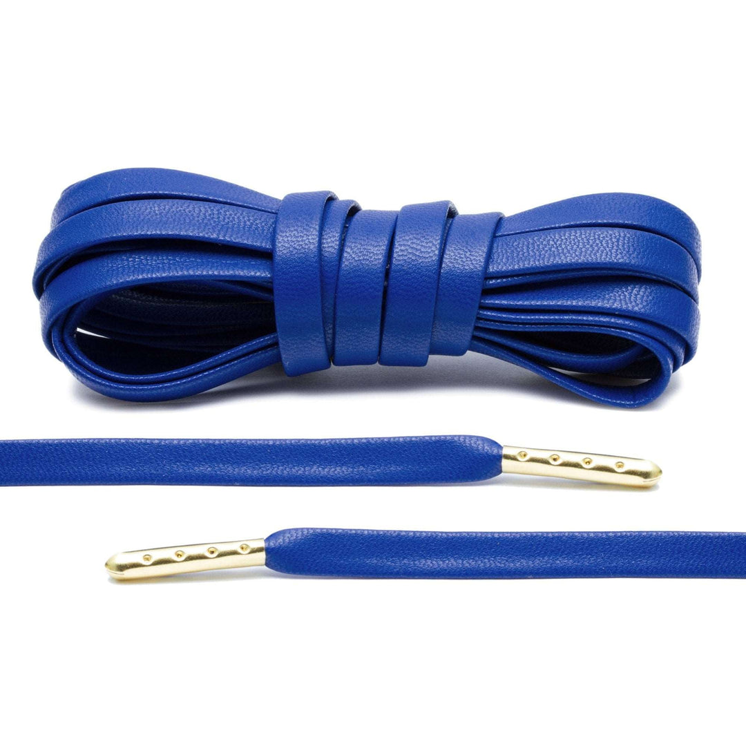 Royal Blue Luxury Leather Laces - Gold Plated - Lace Lab