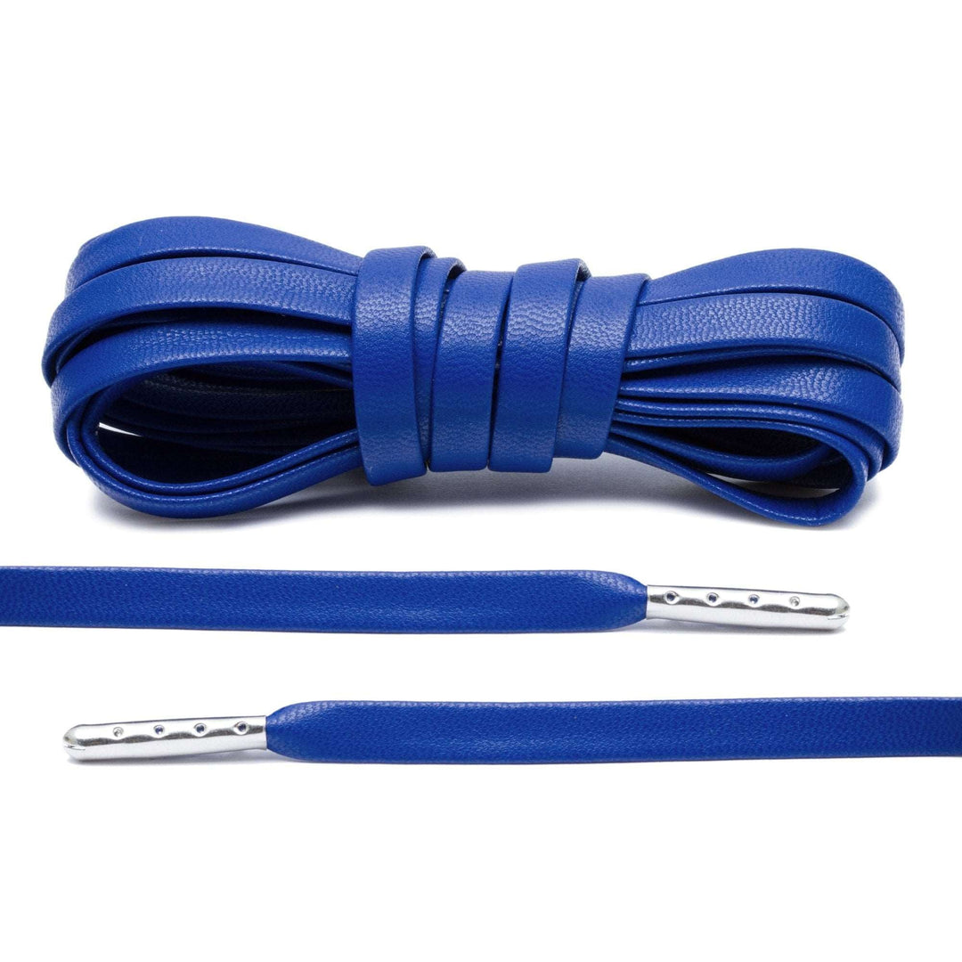 Royal Blue Luxury Leather Laces - Silver Plated - Lace Lab