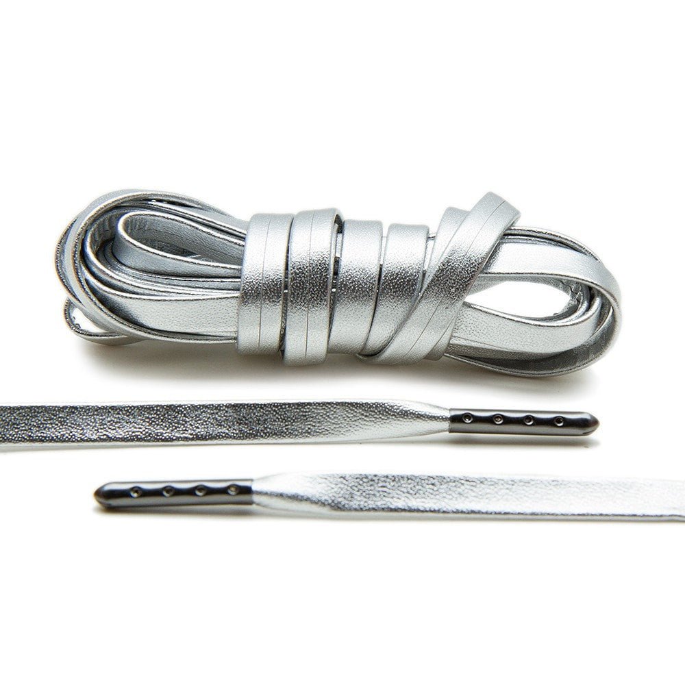 Silver Luxury Leather Laces - Gunmetal Plated - Lace Lab