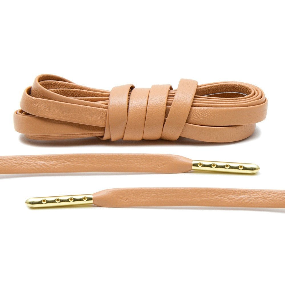 Tan Luxury Leather Laces - Gold Plated - Lace Lab