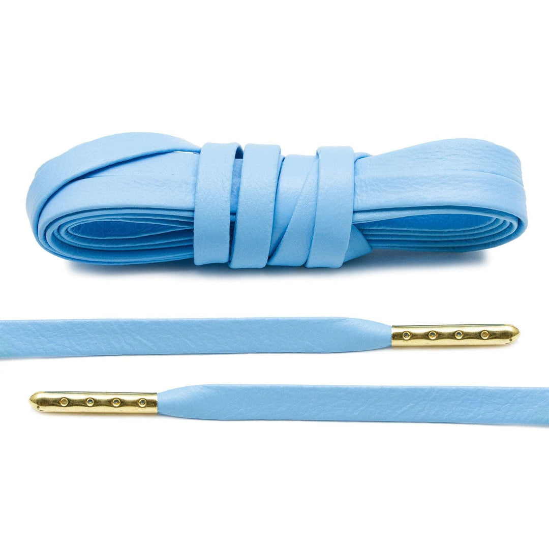 University Blue Luxury Leather Laces - Gold Plated - Lace Lab