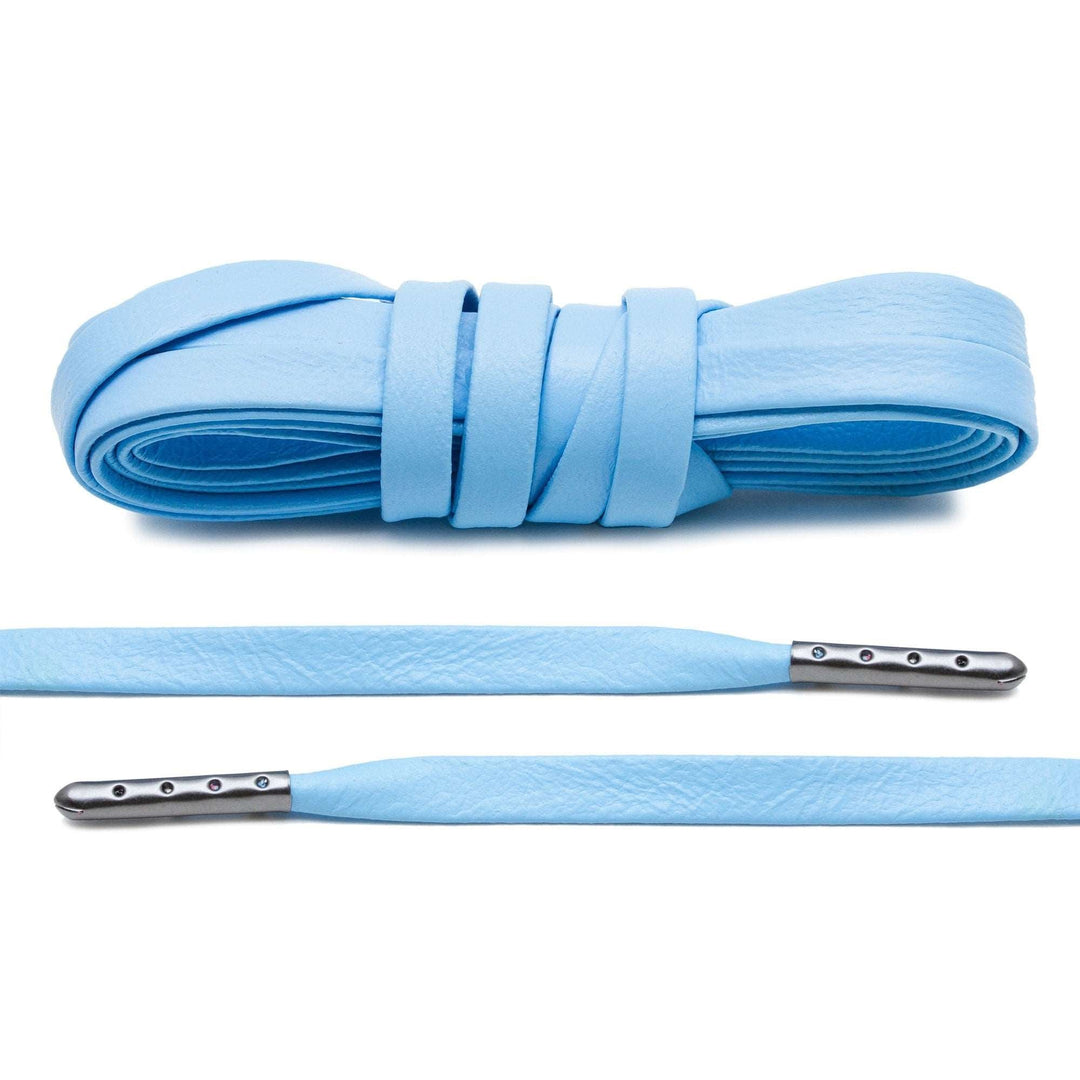 University Blue Luxury Leather Laces - Gunmetal Plated - Lace Lab