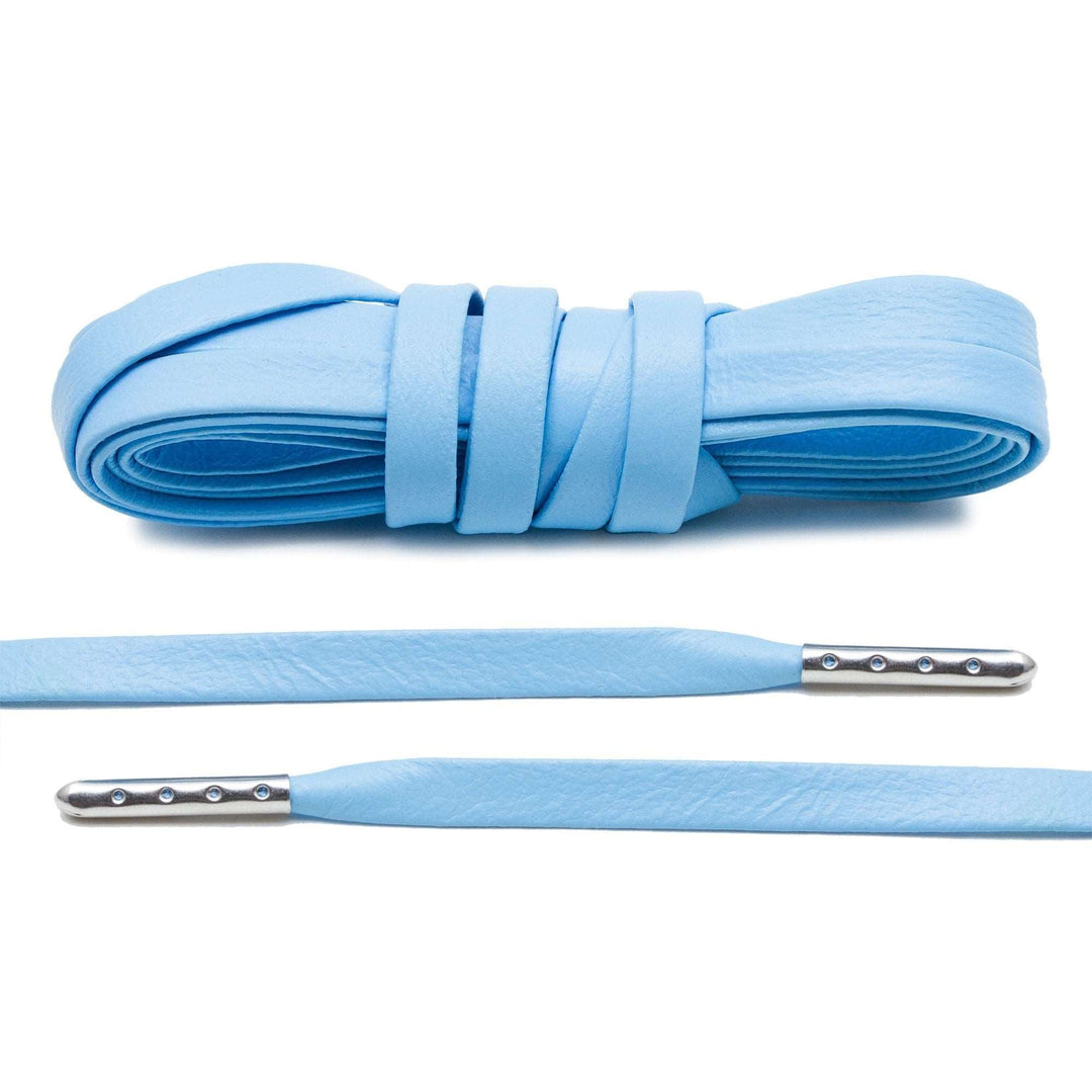 University Blue Luxury Leather Laces - Silver Plated - Lace Lab