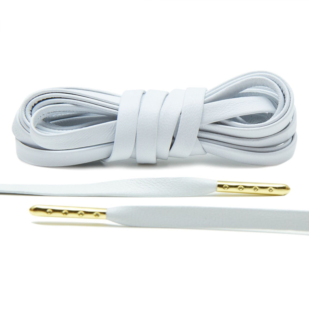 White Luxury Leather Laces - Gold Plated - Lace Lab