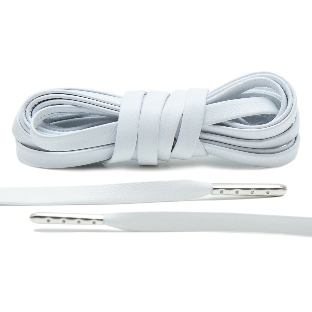 White Luxury Leather Laces - Silver Plated - Lace Lab