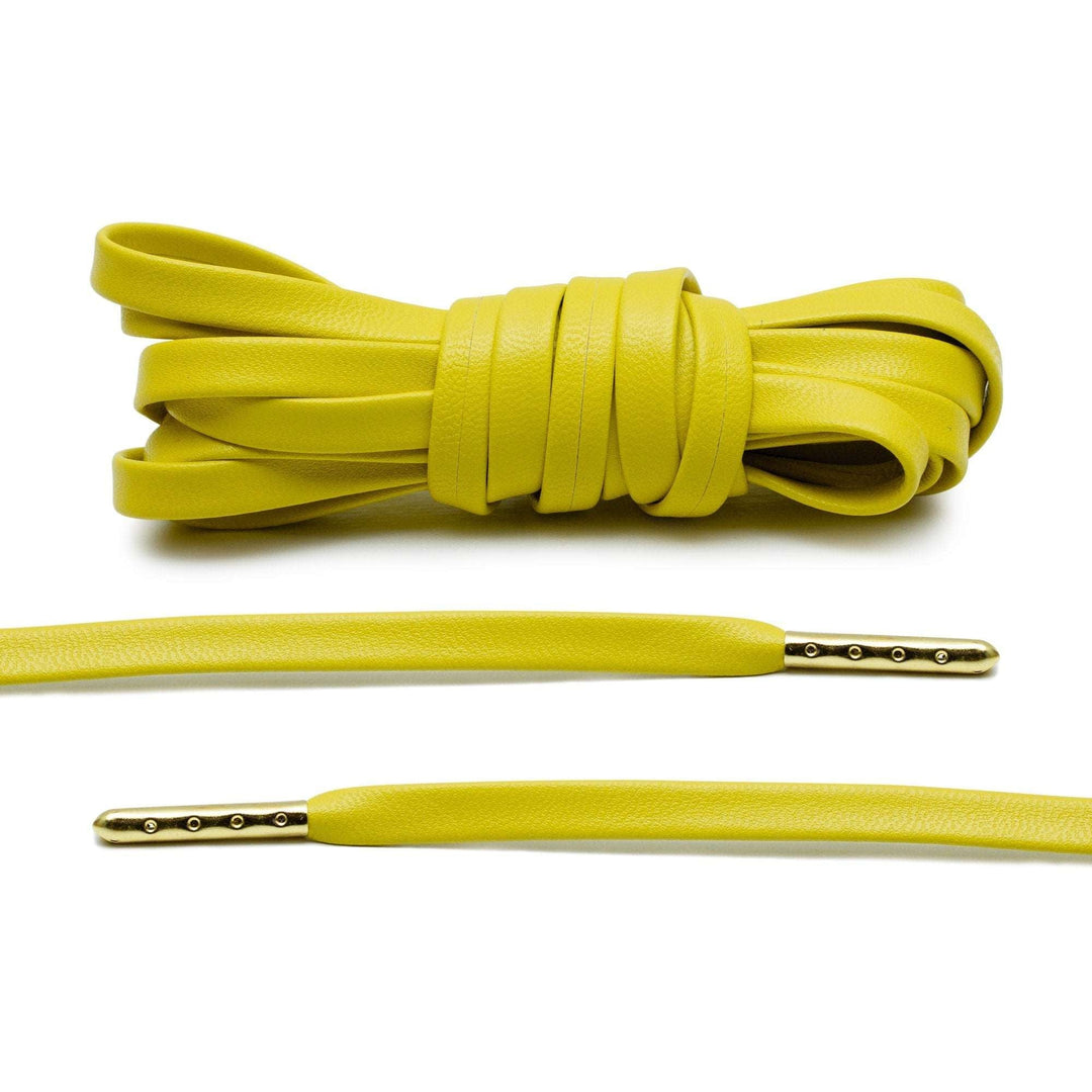 Yellow Luxury Leather Laces - Gold Plated - Lace Lab