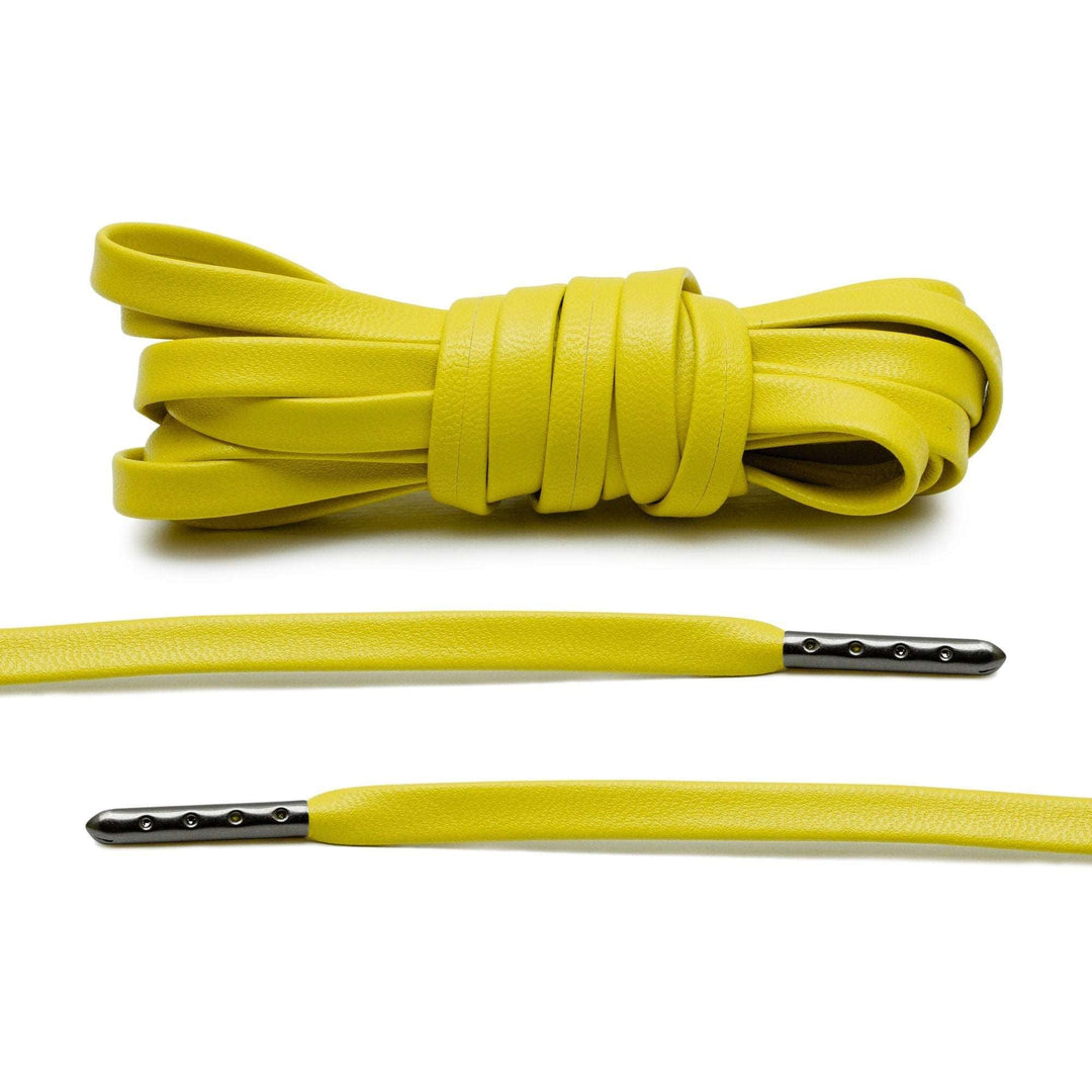 Yellow Luxury Leather Laces - Gunmetal Plated - Lace Lab