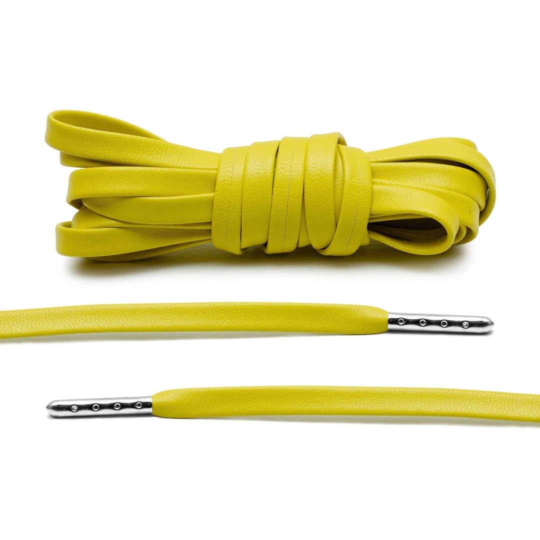 Yellow Luxury Leather Laces - Silver Plated - Lace Lab